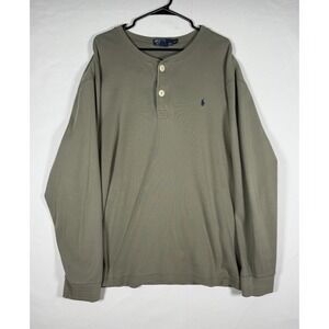 VTG Polo Ralph Lauren Henley Shirt Men's XXL Gray Long Sleeve Heavyweight USA